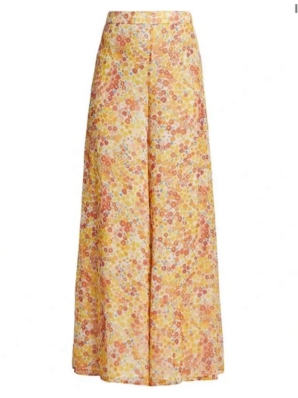 Staud Luxury Vallea Wide Leg Floral Orange Yellow Pants 16